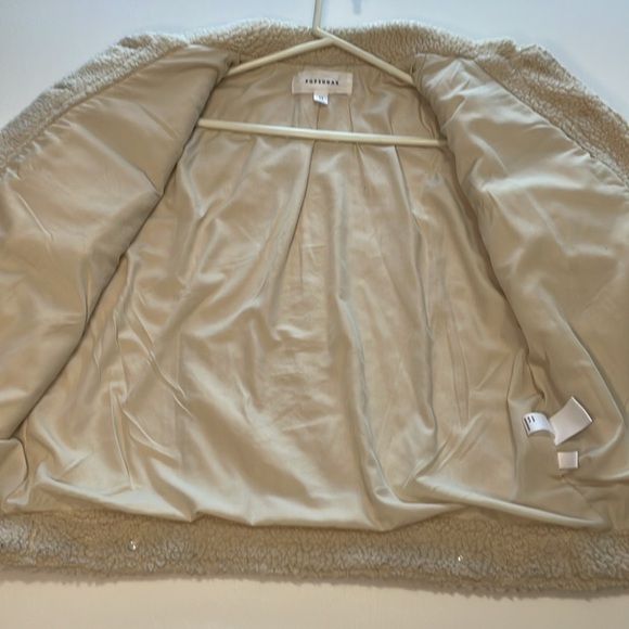 POP SUGAR Womens MD Cream Faux Shearling Trucker Style Button Down Jacket Teddy - Picture 11 of 11